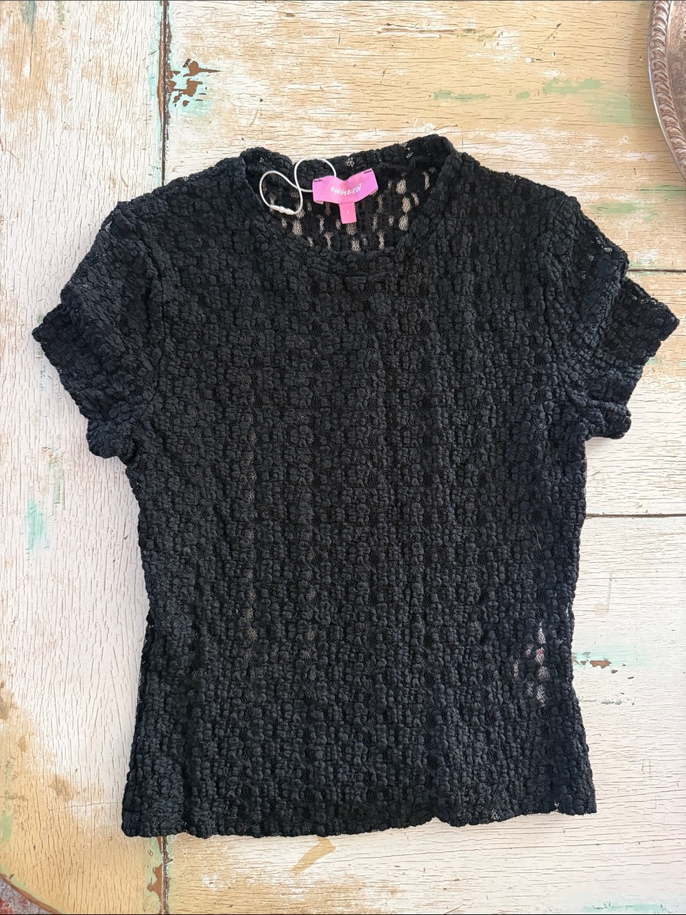 Edikted Black Textured Short-Sleeve Top